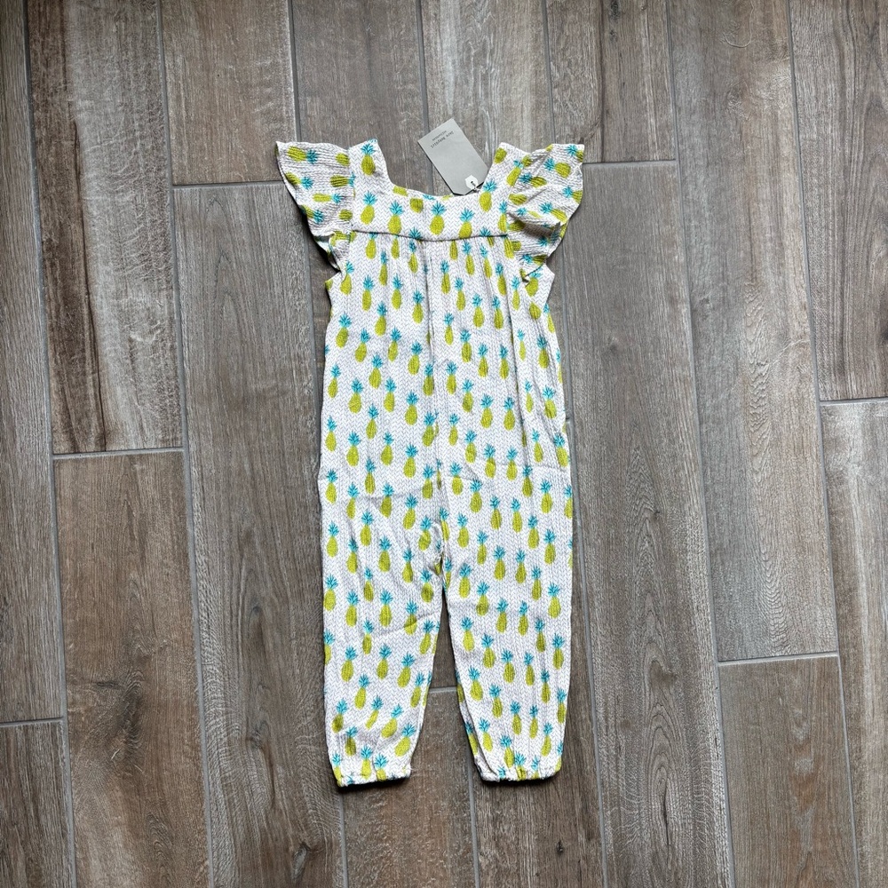 *NWT* Zara Girls Romper with Yellow & Teal Pineapple Print Sz 3/4 Years